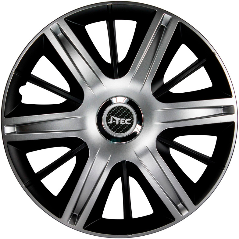 Navkapslar / hjulsidor set Maximus 16 tum silver/svart + kromring