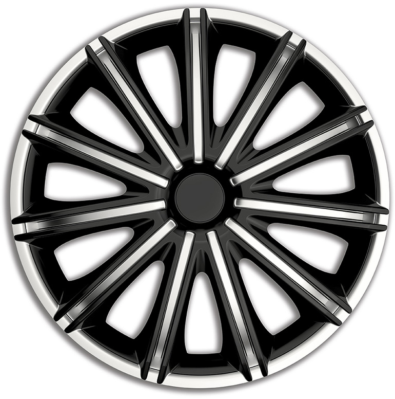 Navkapslar / hjulsidor set Nero 13 tum silver/svart