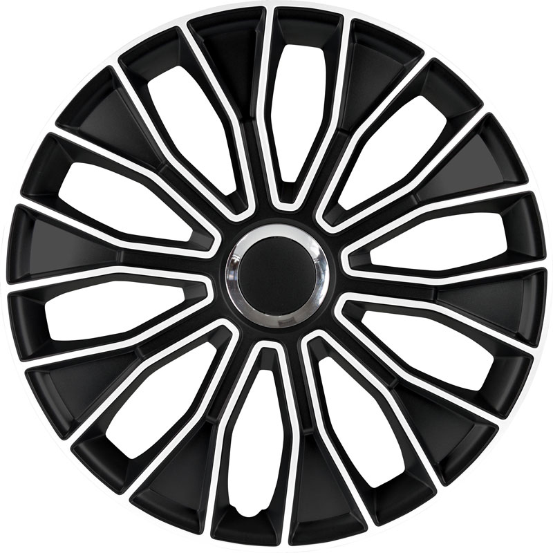 Navkapslar / hjulsidor set Voltec Pro 15 tum svart/vit