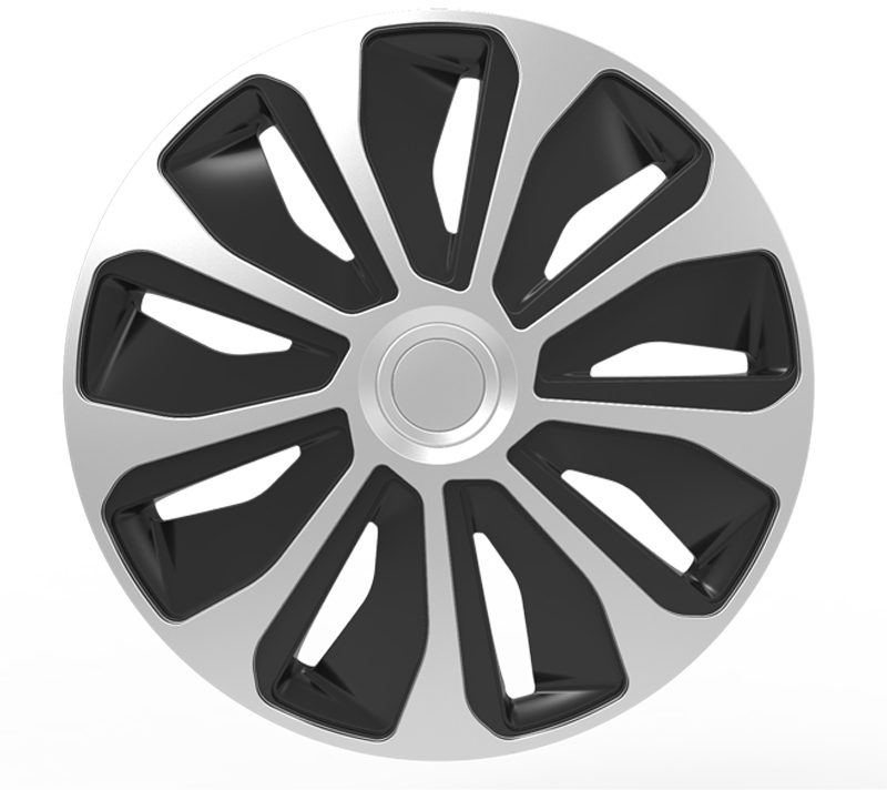 Navkapslar / hjulsidor set Platin 16 tum silver/svart