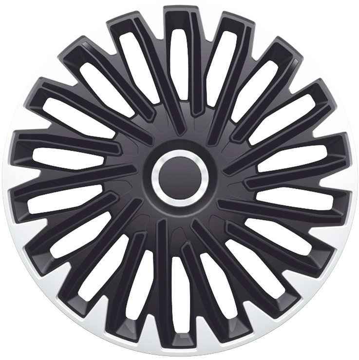 Navkapslar / hjulsidor set Quantum Pro 16 tum silver/svart + kromring