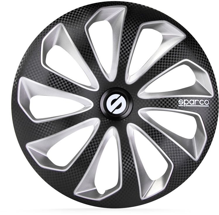 Navkapslar / hjulsidor set Sicilia 15 tum svart/silver/kol