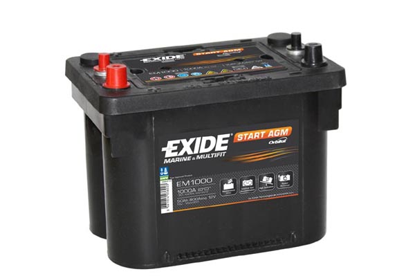 Exide Start AGM EM1000 Start-Stop 50 Ah - Volvo - Opel - Renault - Mitsubishi - Saab - Mercedes - VW - Nissan