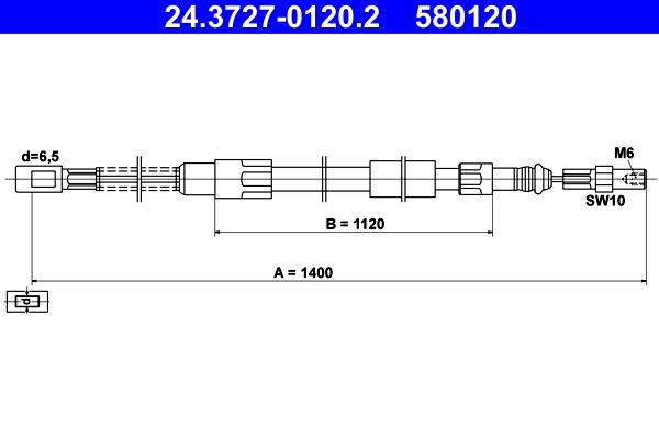 ATE Handbromsvajer 24.3727-0120.2 - VW - Lt-serie