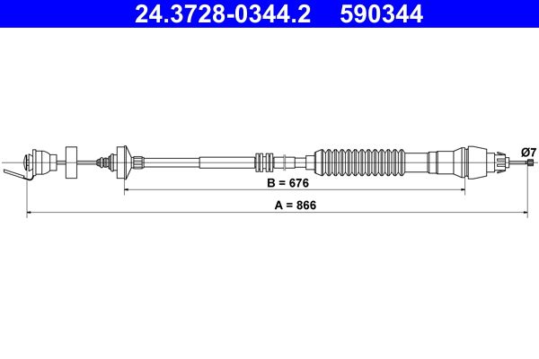 ATE Kopplingsvajer 24.3728-0344.2 - Citroen - Berlingo. Peugeot - Partner