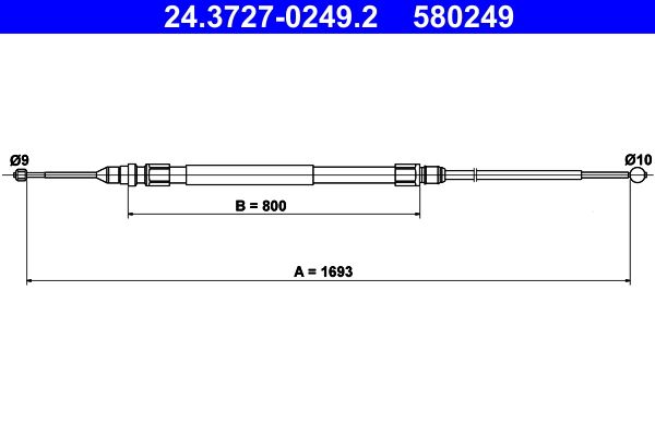 ATE Handbromsvajer 24.3727-0249.2 - BMW - 3-SERIE-serie f34