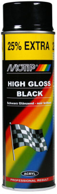 Motip High Gloss - Rallyfärg Svart 500 ml