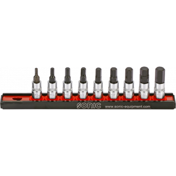 Hylssats 1/4" Insex 3-10mm Med Hållare 9-Delar Sonic
