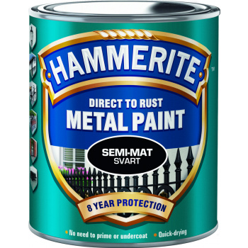 Hammerite Hammarlack - Semi-Mat Svart 750 ml - Rostskyddsfärg / Metallfärg