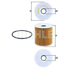 Mahle OX 149D Oliefilter – filterindsats, højde 79 mm, indre Ø 28 mm, ydre Ø 73 mm