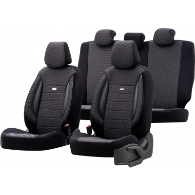 Bilklädsel i tyg otoM SelectedFit Sports Svart - 11-delar - passar sido-airbags