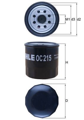 Mahle OC 215 oljefilter – skrufilter, diameter 65,5 mm, gjenge 3/416 U - Suzuki - Chevrolet - Daihatsu - Daewoo - Subaru - Nissan
