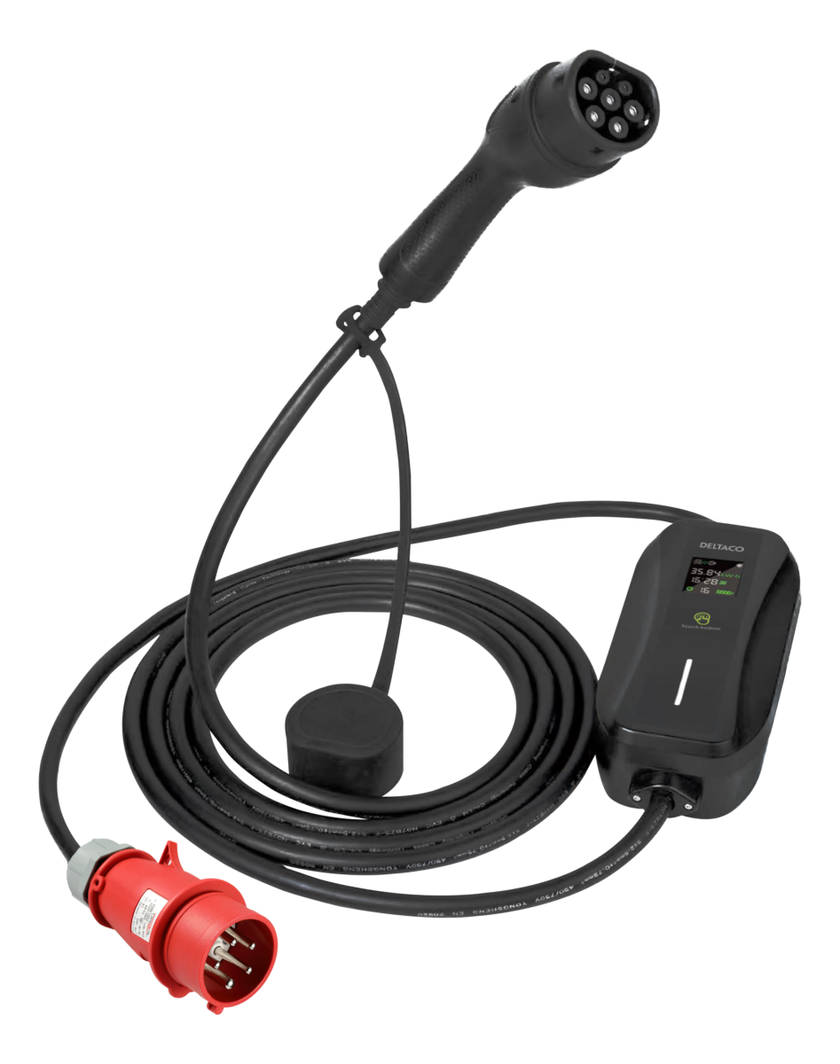 Deltaco e-Charge Laddbox 11 kW CEE-Typ2 3-FAS 8 A/16 A, 5 m/1 m