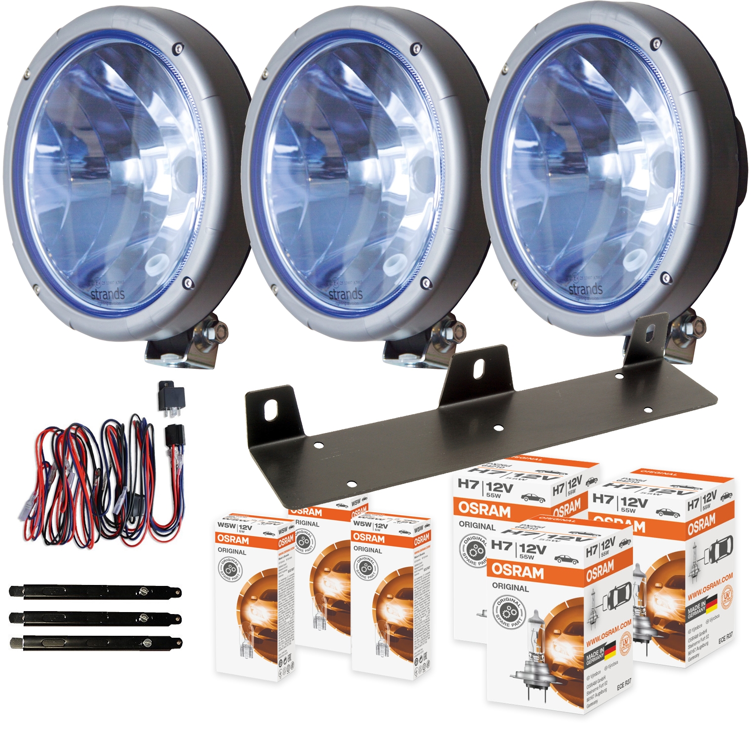 Extraljuspaket 3x Strands Ljusdal Halogen Blå SLIM