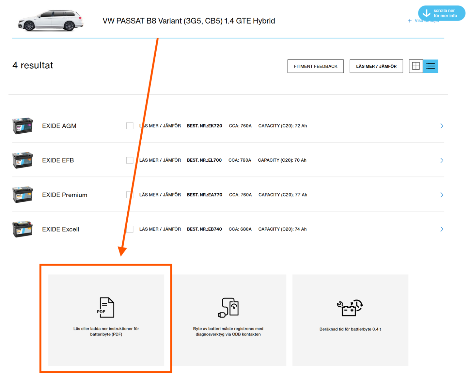 Exempelbild: Ladda ner instruktioner f&ouml;r batteribyte fr&aring;n Exide